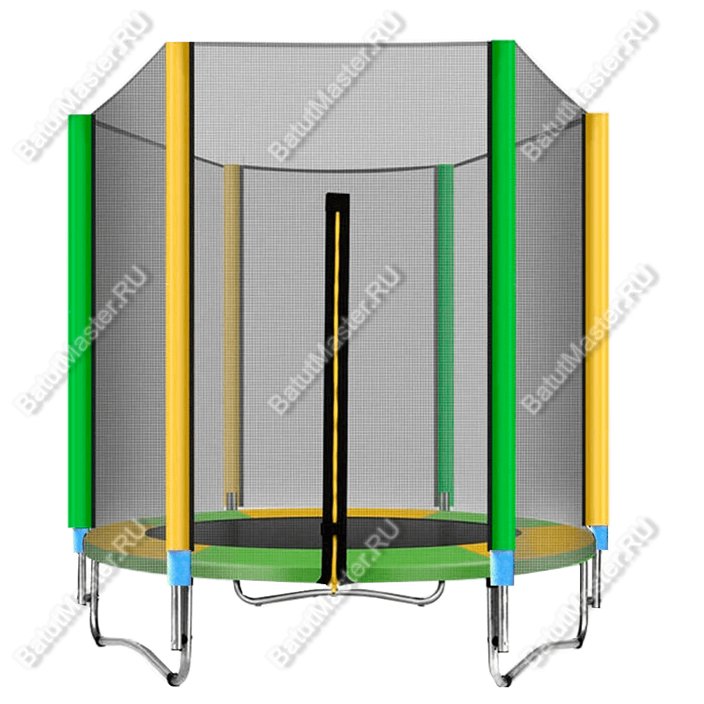 Батут детский с сеткой и d 5 фт, с желто-зелеными ПВХ | БатутМастер